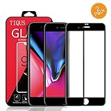 8 Plus 7 Plus Full Coverage Screen Protector, TIQUS 3D Curved Glass Screen Protector for Apple iPhone 8 Plus / iPhone 7 Plus [2 Pack] [Black]