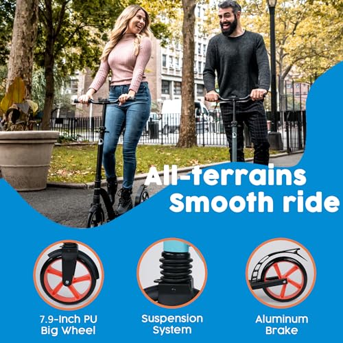 LaScoota Kick Scooter for Adults & Teens. Perfect for Youth 12 Years and Up and Men & Women Lightweight Foldable Adult Scooter with Large 8” Wheels 220lbs - Thumbnail 4