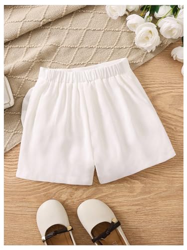 Image of BEAUDRM Girl's Elastic Waist Bow Front Trousers Split Straight Leg Cute Skort
