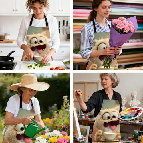 Image of Nuxovilar Cute Apron with Pockets, 26.77 * 30.7 Inches, Versatile for Meal Prep, Baking, Holiday Cooking