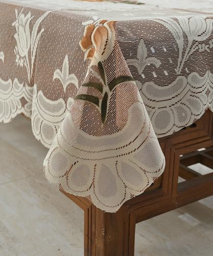 Image of Beige 4 Seater Net Fabric Table Cover (40 X 60 Inches)