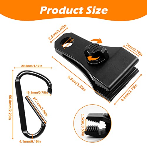 Teantech 20Pcs Heavy Duty Outdoor Camping Tarp Clips And D-Shaped Carabiner Hanging Hook Kit Tarp Clips Lock Awning Clamp Tent Clamps Tie Downs For Outdoor Activities #TOP2