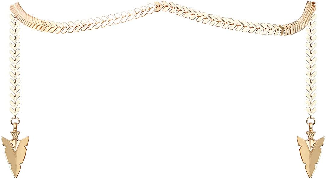 14K Gold Plated Cool Face Chain with Crystals Pendant Necklace Headpiece Accessories On Nose Costume Body Jewelry for Halloween Christams Party