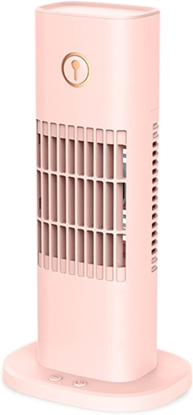 Mute USB Water Cooling Fans, Humidification Tower Fan, Desktop Leafless Spray Humidification Fan W/ 300ml Water(Pink)