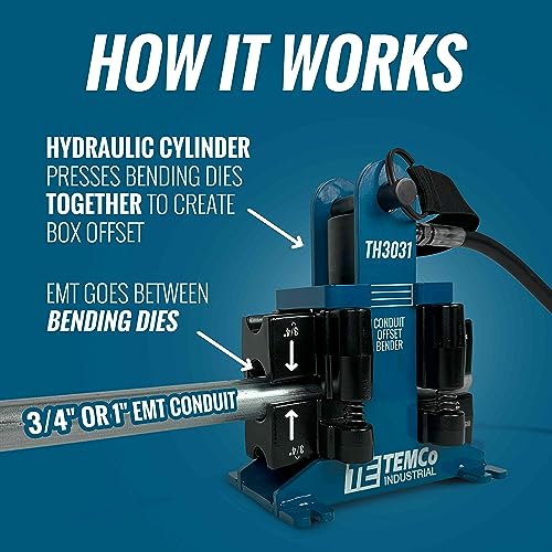 Image of TEMCo TH3031 Dual Size Hydraulic Conduit Offset Bender Both 1 inch & 3 /4 inch EMT