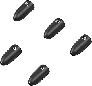 Fishfun 5pcs Tungsten Fishing Weights, Sizes Engraved Insert Free Bullet Worm Sinkers, 1/8 3/16 1/4 3/8 1/2 1 oz