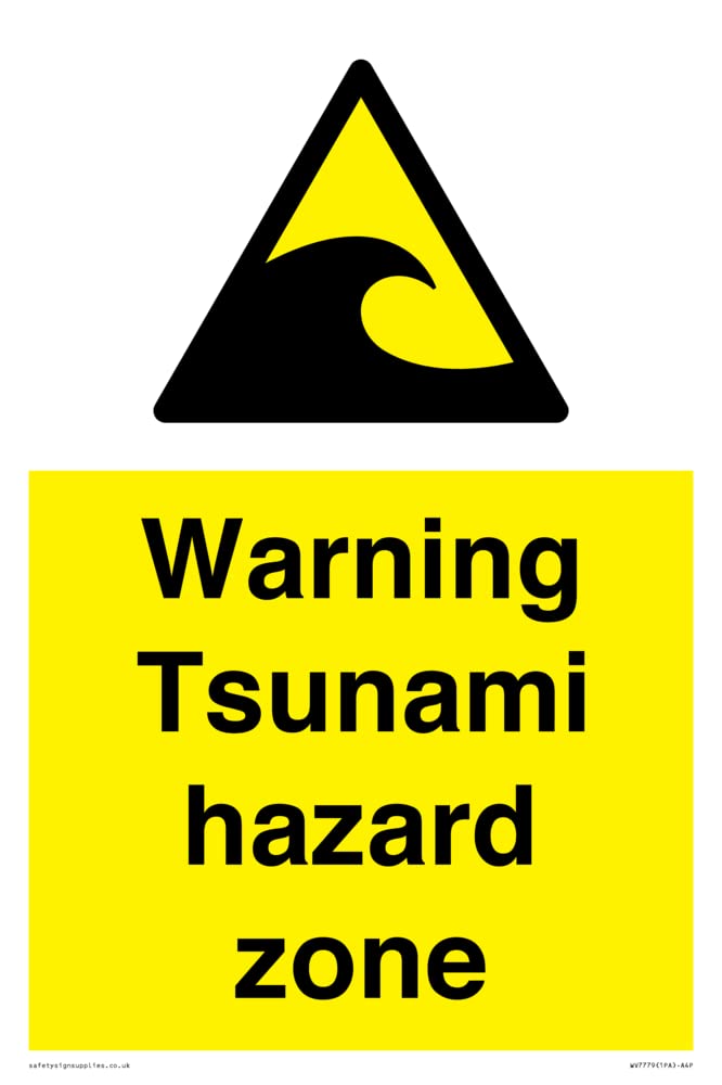 Warning Tsunami hazard zone Sign 200x300mm A4P BigaMart