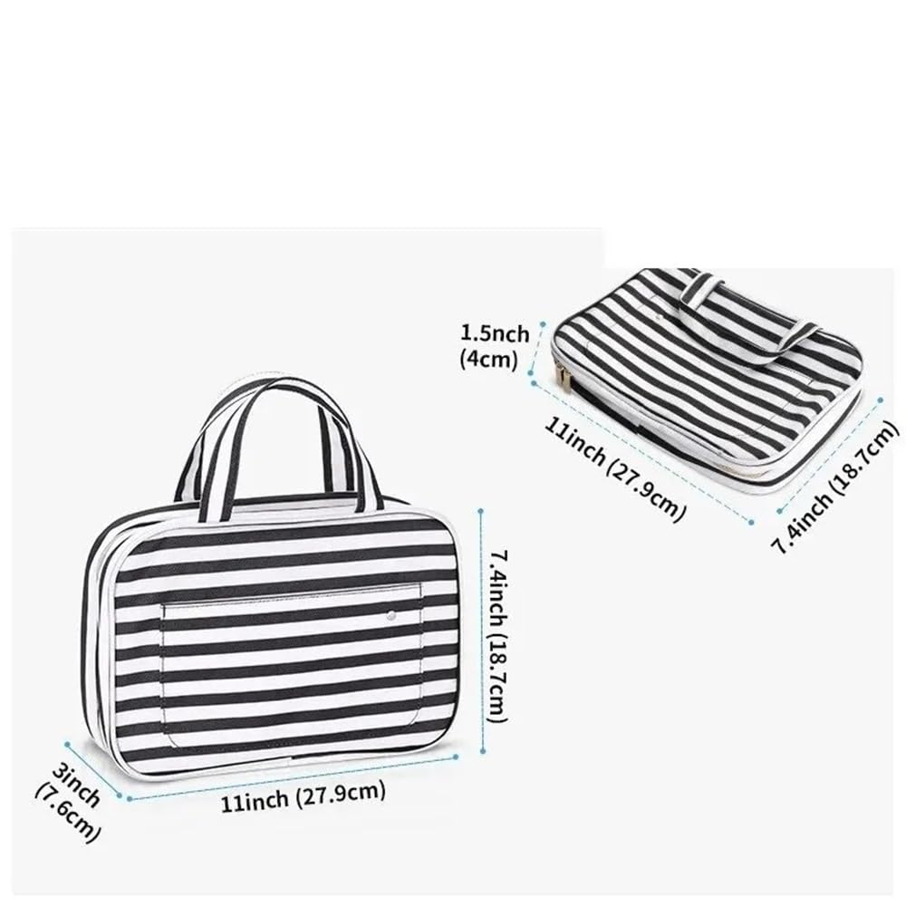 Multifunktions-Kosmetiktasche Hängender Kulturbeutel Reise-Organizer Schwarz & Weiß 11x3x7,4 Zoll(Black)