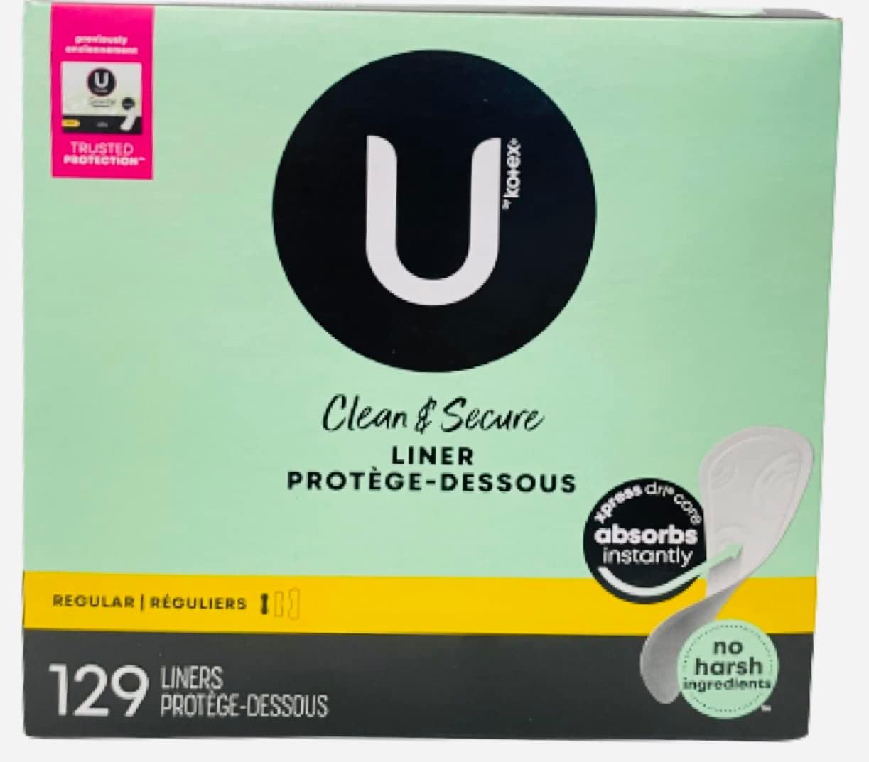 U by Kotex Lightdays Panty Liners, Regular, 129 Count (Pack