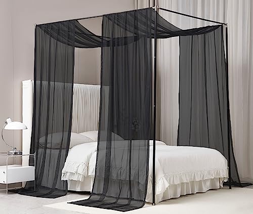 Akiky Canopy Curtains For Girls With Led Light King California King Bed Curtains Frame Bed,Valance Scarves Great For Bed,Windows,Wedding Parties(King,Black) #TOP3