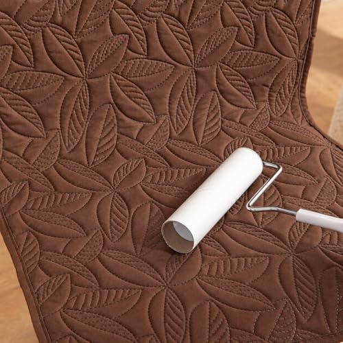 Image of HOMETHREADS Non-Slip Chair Cover-Universal Fit for Kitchen & Dining Chairs-Cushioned Comfort - Stylish Machine Washable Seat Cover -145x45Cm (Brown, Pack of 6)