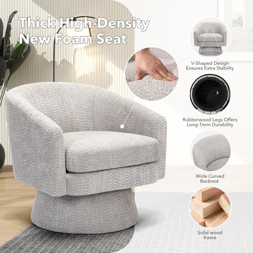 Sillón giratorio acolchado terciopelo gris claro miniatura 4