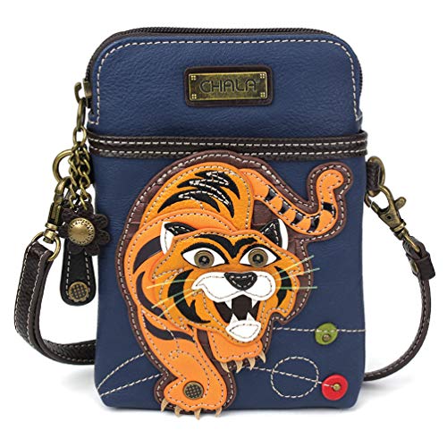Image of CHALA Wilderness Animal Collection Cell Phone Crossbody Purse-Women PU Leather /Canvas Multicolor Handbag w /Adjustable Strap