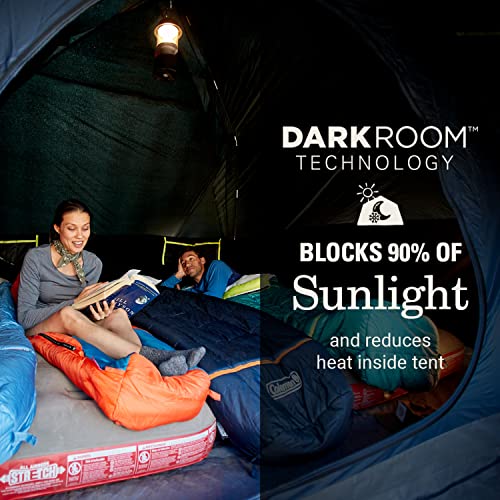 Image of Coleman Skydome Dark Room Camping Tent with Screen Porch & 5-Minute Setup, Weatherproof Tent Blocks 90% of Sunlight, Rainfly & Carry Bag Included, Made of PFAS-Free Materials