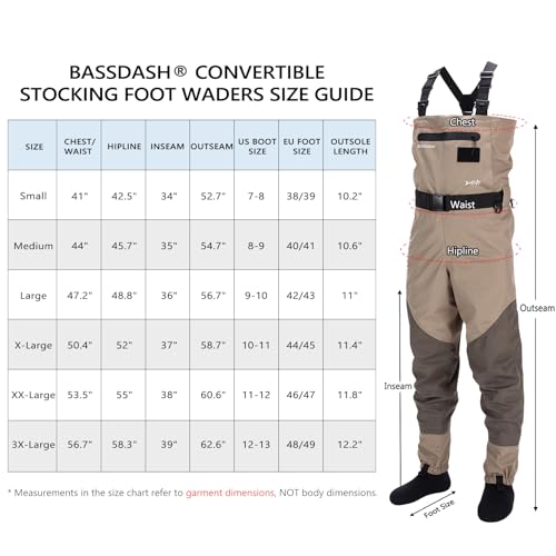 Waders de pesca transpirables Bassdash para vadear ríos profundos 2