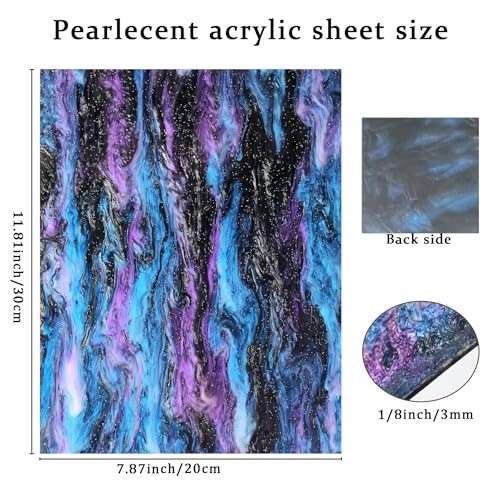 Image of Pearl Glitter Cast Acrylic Sheet 1 /8 Inch for Laser Cutting 12x8 Inch Sparkly Water Stream Pattern Acrylic for Laser Engraving, Crafts, DIY Projects (2, Mixed Color, 12x8 Inch)