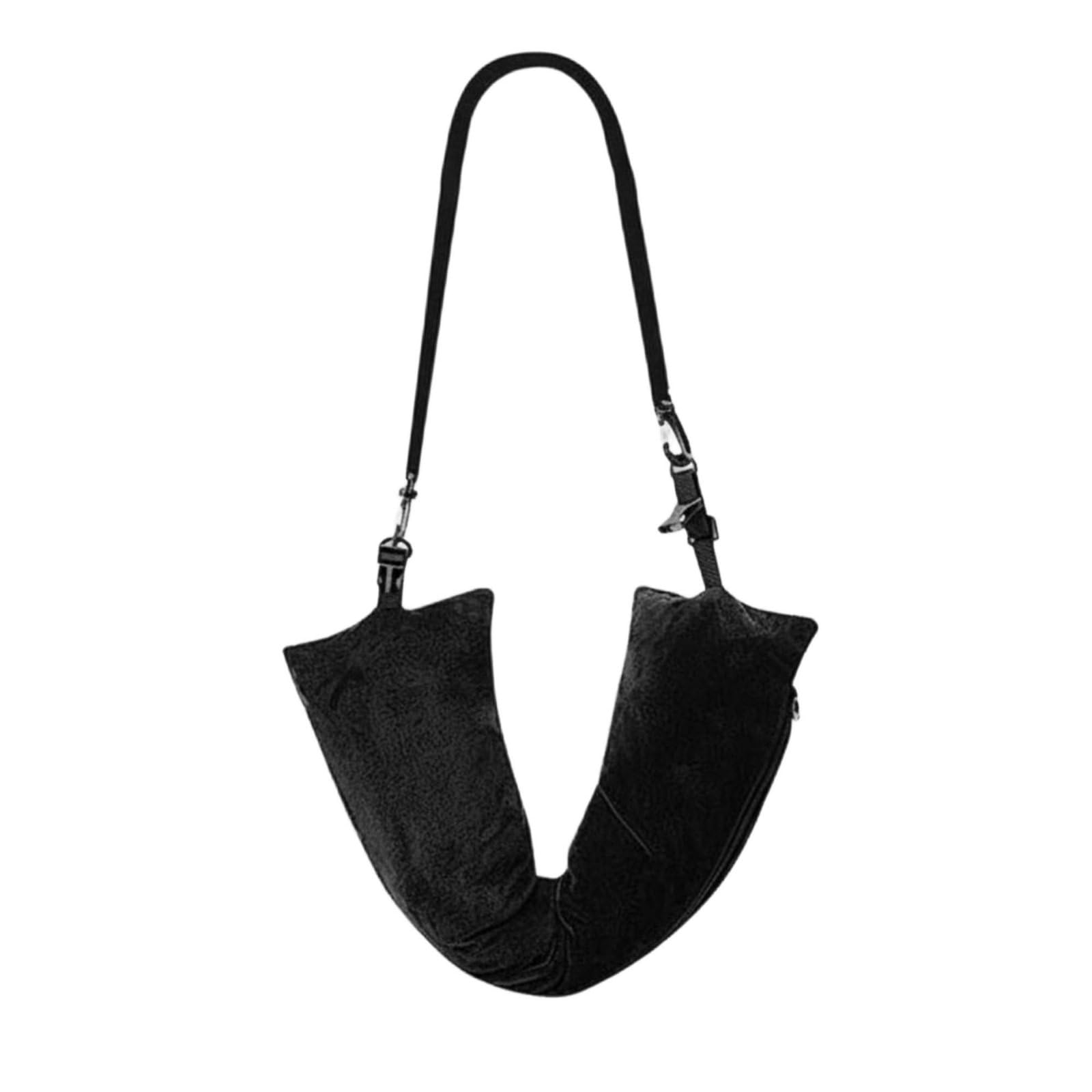 MERISHOPP Two-in-One-Purpose Design Fillable Travel Pillow Case Multi-Functional Fillable Travel Pillow Space Saving U-Shaped Clothes Bag Lightweight for Camping, Hiking, Black-image-28
