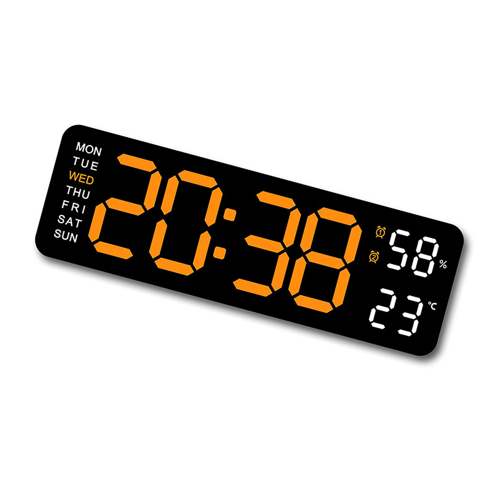 Tsophreniq Multifunctional LED Wall Clock with Temperature Display Brightness and 2 Alarms 12/24 Hour Memory Function LED Alarm Clock