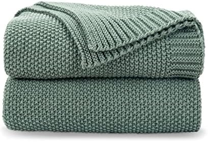 CozeCube Green Throw Blanket for Couch, Soft Cozy Cable Knit Throw Blanket for Bed Sofa Living Room, Lightweight Warm Decorative Farmhouse Christmas Throw Blanket, 50"x60", Sage Green