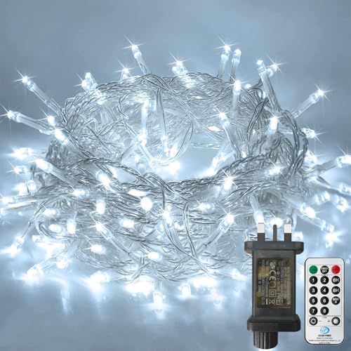 Afaiup Cool White Fairy Lights Indoor Bedroom, 8 Modes Christmas Fairy Light Plug in Classroom Lights, 82ft 200 LED Fairy Twinkle Light Outdoor for Xmas Lights Classroom Christmas Tree Decor