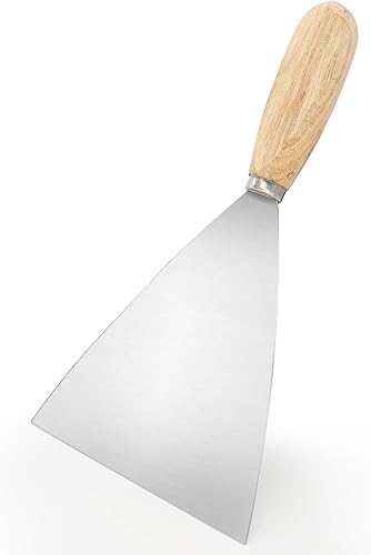 Cuchillo de masilla, raspador de metal de 5 pulgadas, cuchillos de mango de madera para paneles de yeso, calcomanías, papel de pared, parches,