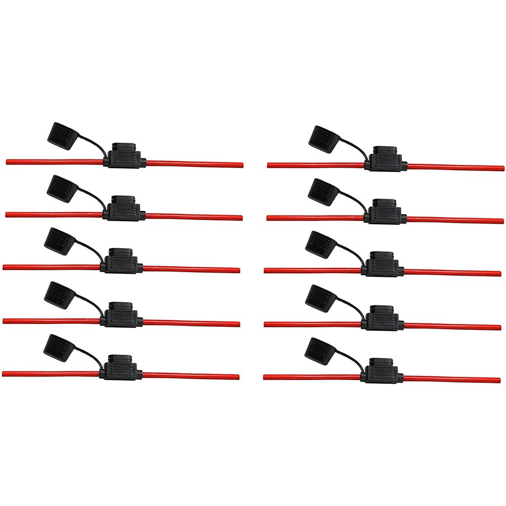 Set of 10. Offgridtec 10 mm² Standard Blade Fuse Holder for Maxi fuses, Red, 10 Stk