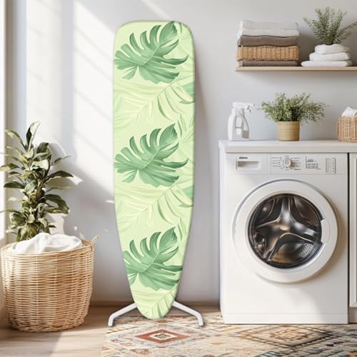 Image of Ironing Board Cover 15x54 Inch- Standard Cotton Cover with Strong Elastic Edge & Stain Resistant Surface (Leave, 15 inch x 54 inch)