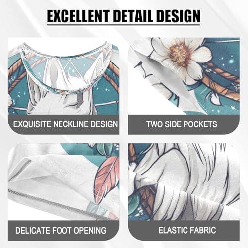 senya Short Sleeve Pajamas Sets Summer Cotton Sleepwear Pink Feather Dreamcatcher Wolf4