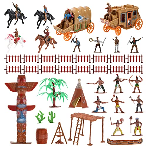 STOBOK Indianer Figuren Modelle: Wilde West Cowboys Figure Playset Set Miniatur Historische Indianer Indianer Figuren Spielzeug für Kleinkinder Kinder Schulprojekt