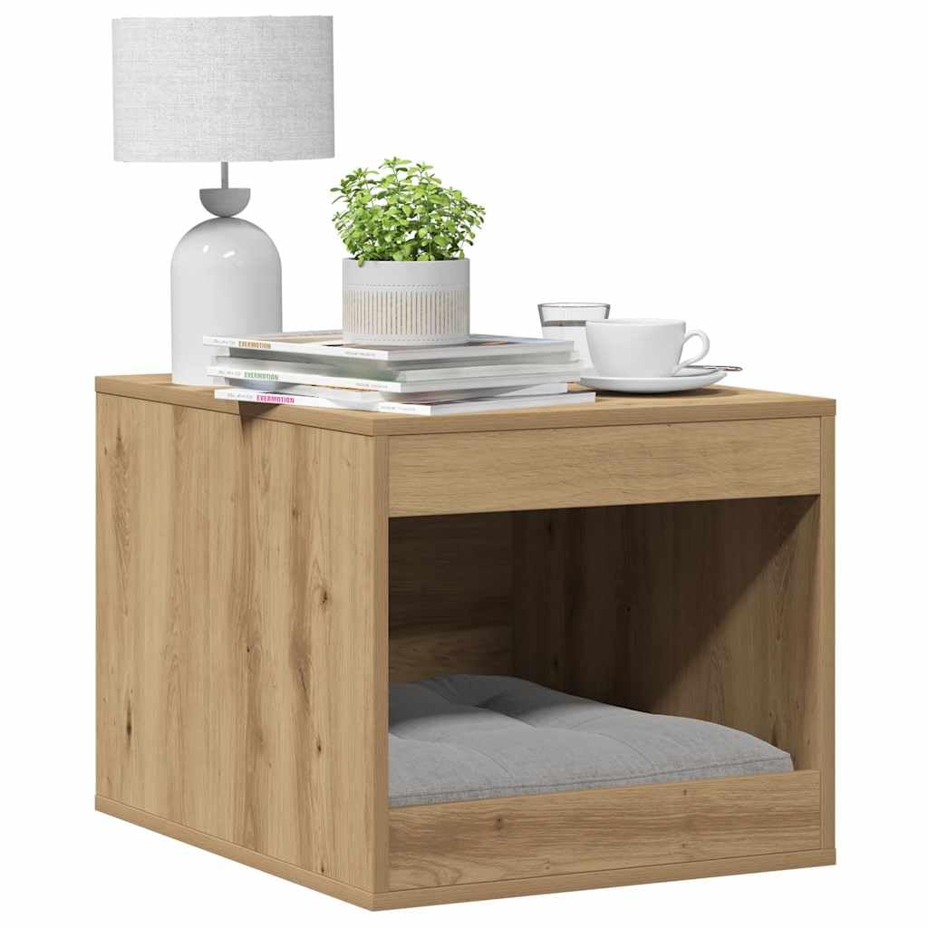 Katzenklo Artisan-Eiche Holzwerkstoff 47x59x42 cm Katzenmöbel mit verstecktem Katzenbett, kratzbaum geeignet, liegefläche und plattform für Klettern und ruhen im Zimmer oder Balkon