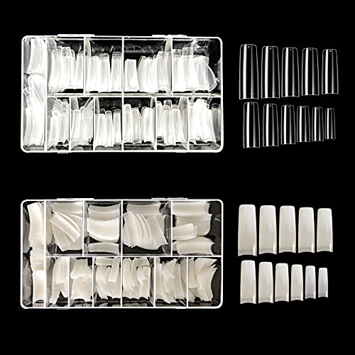 Vivace 2PACK Natural/Clear Half-moon 510 Artificial Fake Gel Nails (total 1020Tips) 11Sizes For Nail Salon Nail Shop 27010/27012 (Half-Moon)