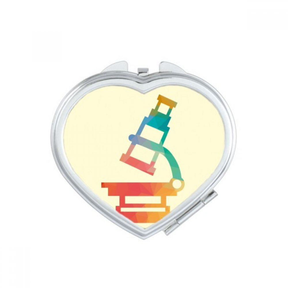 Miroir de maquillage portable avec motif microscope dessin animé et cœur pour retouche beauté