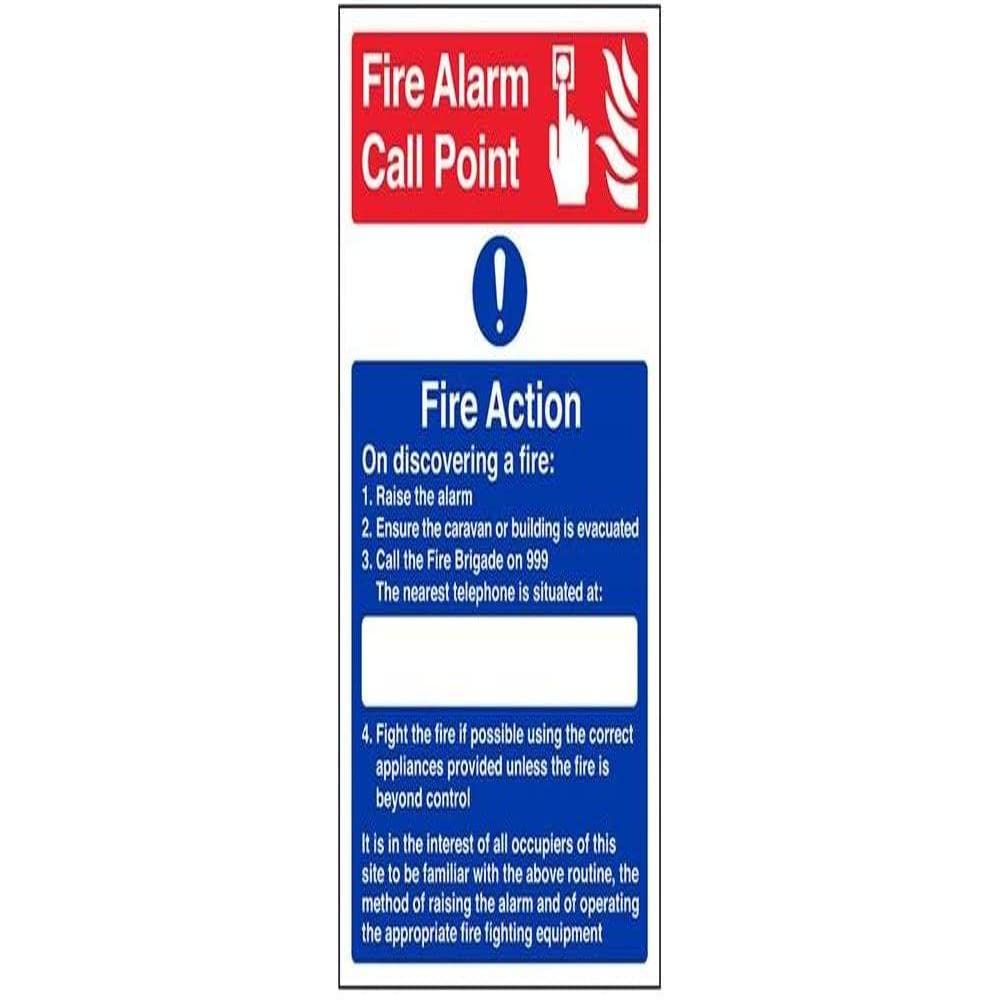 V Safety Caravan Site Fire Action Sign - 210mm x 297mm (A4) - 1mm Rigid Plastic
