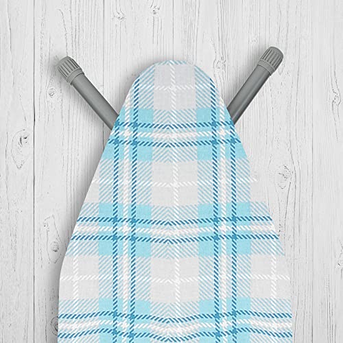 Polder Extra Wide Ironing Board Cover, Stain Resistant, Water Repellent, 48-49 X 15-18, 100% Cotton Cover With 12Mm Pad And Bungee Cord Binding, Blue Plaid #TOP12