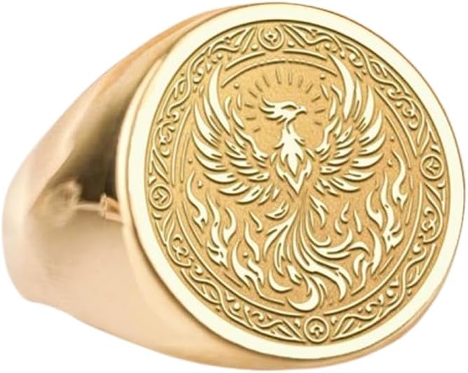 phoenix signet ring in or plated - mythological gift jewelry| 925 sterling silver gold plated |LDRG_0687