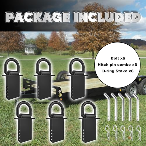 VONLX Stake Pocket D Rings 6Pcs 18000lbs Heavy Duty Removable D-Ring Stake Pocket Tie Down for Utility Trailers and Flatbeds with Hitch Pin, Removable Tie Down Utility for Flatbed Cargo Trucks, Black - Thumbnail 6