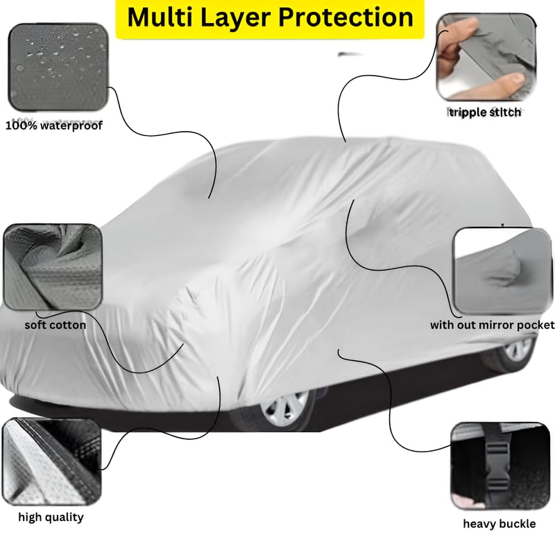 Image of Car Cover for Maruti Suzuki Omni|Water Resistant Maruti Suzuki Omni Car Body Cover with Triple Stitched Fully Elastic|Anti Dust,Durable, Heat Resistant, UV Proof Car Body Cover |Silver