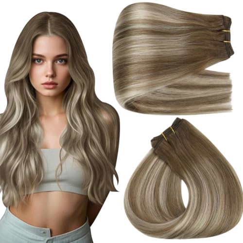 Image of Full Shine 20 Inch Human Hair Extensions Sew In, 105G Weft Extensions