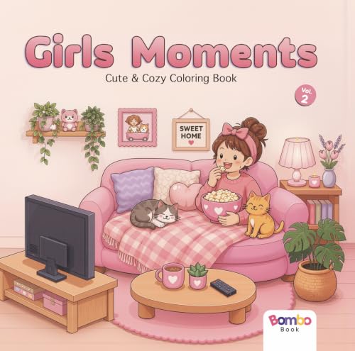 - Cozy & Comfy Girls Moments vol 2 coloring book كتاب تلوين للكبار- ٤٠ صفحه - تصميم مريح وجميل للفتيات ، هدية فاصل بلاستيكي للحمايه من تسرب الحبر