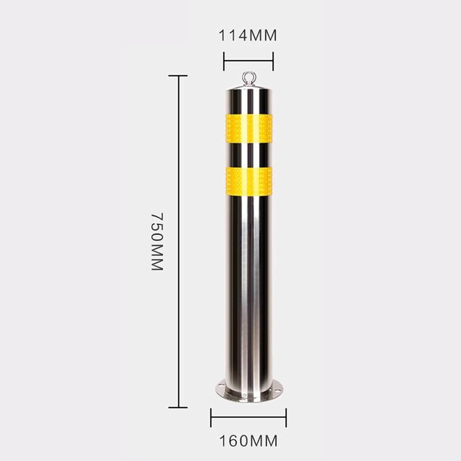 Générique Borne de stationnement en Acier Inoxydable avec 4 Trous de Fixation et boulons, barrière de Circulation Robuste pour Garage, Parking, arrêt de Bus - Bloc de stationnement Tubulaire Durable