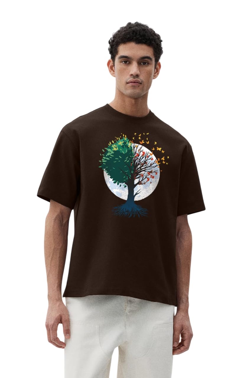 supa dupa Men's Oversized T-Shirt | Drop Shoulder Loose Fit Cotton Casual Tee | Trendy Streetwear Fashion for Everyday Wear (Art. Tree)-picture-42
