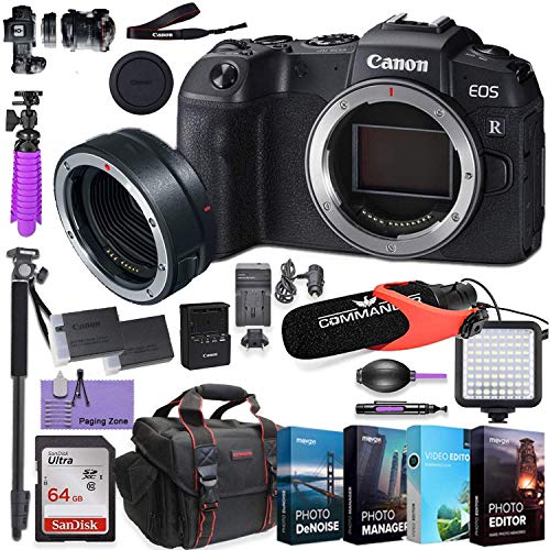 Canon EOS RP Mirrorless Digital Camera (Body Only) and Mount Adapter EF-EOS R kit Bundled w/Deluxe Accessories Like 4-Pack Photo Editing Software