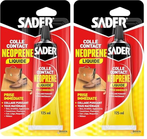 Sader Colle Contact Néoprène Liquide – Colle Extra Forte Tous Matériaux – Prise Immédiate – Idéale pour Surfaces Horizontales – Applicable au...