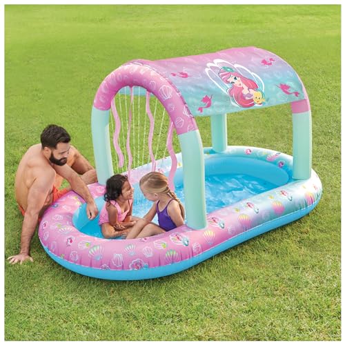 swimways disney princess ariel water castle deluxe inflatable pool above ground pool with canopy and fast inflation for kids aged aged 3 amp up