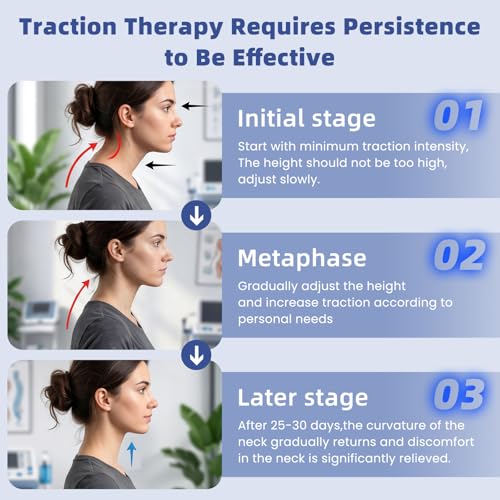 Image of Neck Stretcher Cervical Traction - Adjustable Neck Traction Device for Spine Decompression and Pain Relief, Neck Braces for Neck Pain and Support - FSA Eligible /HSA Eligible