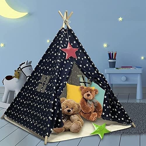 Teepee Tent for Kids Foldable Kids Play Tent for Boys and Girls with Plush Mat Playhouse for Kids Indoor and Outdoor
