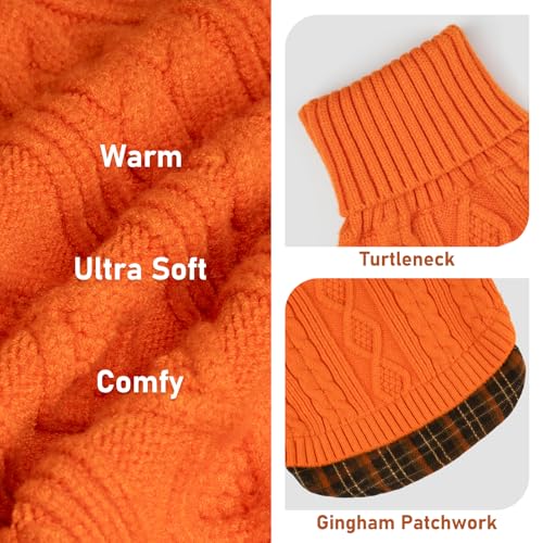 Image of KYEESE Dog Sweater for Medium Large Dogs Turtleneck Thick Knit Pullover | Stretchy Fit, Lightweight & Warm, Cozy Knit Comfort, Classic Plaid Design, Gentle on Sensitive Skin, Winter Daily Wear