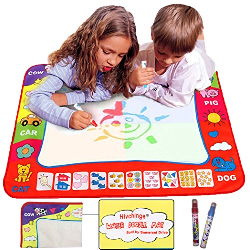 Ehdching Aqua Magic Water Doodle Mat 4 Color Boys Water Magic Drawing Board Kids Educational Toy with 2 Magic Drawing Pens for Girls Toddlers Kids Children 31.5
