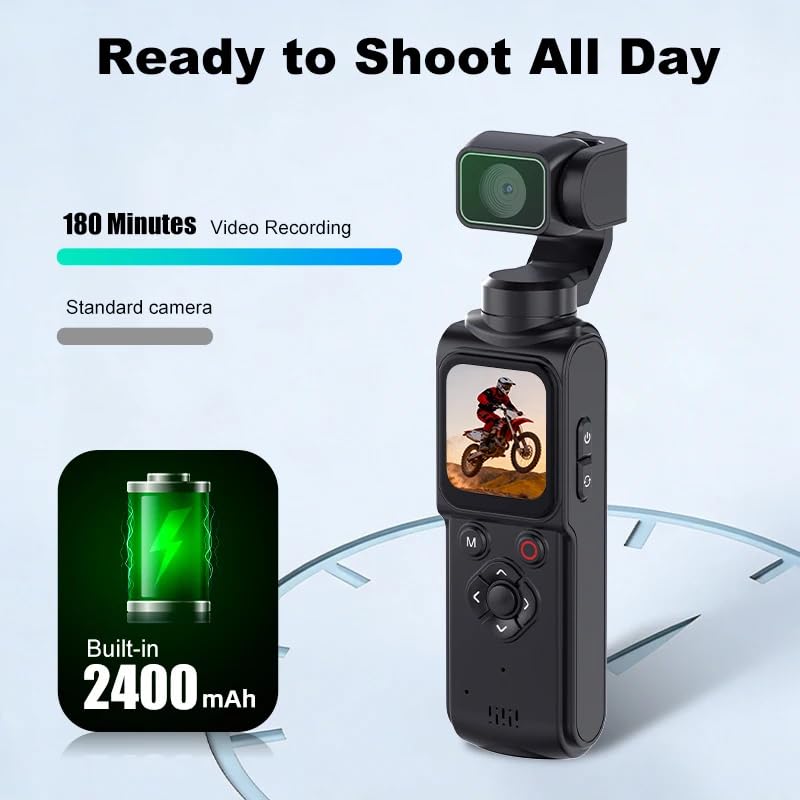Image of AUSHA 4K Smart Vlog Camera with 330 AI Face Tracking, Handheld Gimbal Stabilizer, WiFi Connectivity, 1.72 inch Touchscreen, 2400mAh Battery, Portable Mini Camera for YouTube, Reels & Live Streaming