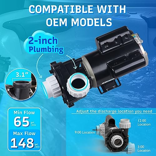 Image of 2HP SPA Pump - 2 Speed LX Pump Motor 115V /60HZ, 2 inch Port - 48 Frame